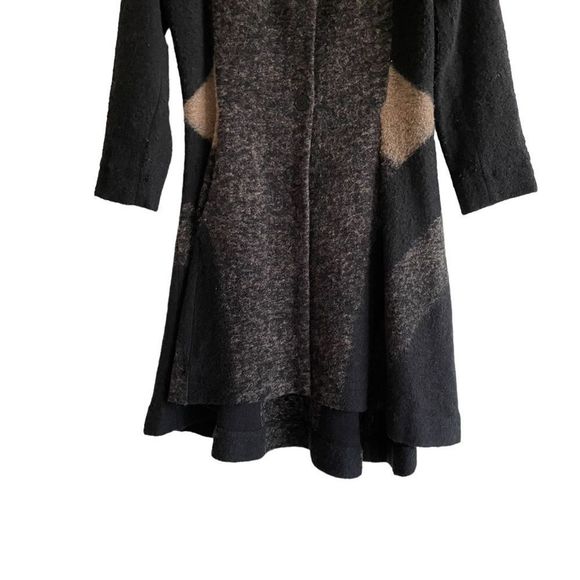 NIC + ZOE Wool Cotton Long High Low Cardigan Sweater Coat Black Grey Tan S - Picture 3 of 8